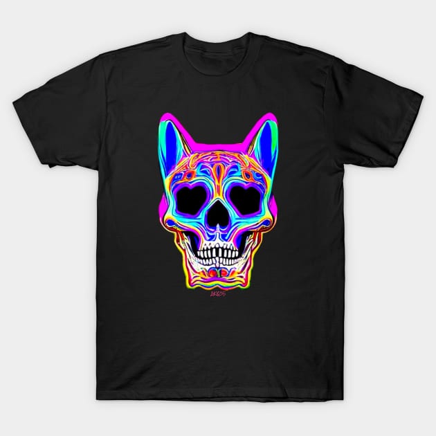 Cat skull t shirt cheap